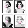 imageHAUS AND HUES Celebrity Pop Art Wall Decor  Set of 4 Fashion Wall Art  Audrey Hepburn Marilyn Monroe Grace Kelly Elizabeth Taylor Posters 8x10 Beige FramedBlack Framed