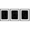 imageHAUS AND HUES Line Art Wall Decor  Set of 3 Minimalist Abstract Prints Neutral Modern Wall Art for Living Room Black Frame 24x36Black Line Art