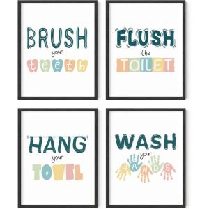 imageHAUS AND HUES Animal Inspirational Art Print Set of 48quotx10quot Kids Bathroom Set of 4 11x14 Unframed