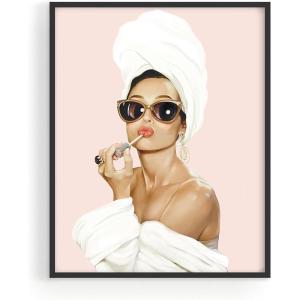 imageHAUS AND HUES Audrey Hepburn Wall Art Vogue Wall Decor  Audrey Hepburn Poster Hollywood Wall Art  Famous Woman Art Prints Individual Black Frame 16x20Audrey