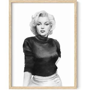 imageHAUS AND HUES Audrey Hepburn Wall Art Vogue Wall Decor  Audrey Hepburn Poster Hollywood Wall Art  Famous Woman Art Prints Individual Black Frame 16x20Marilyn
