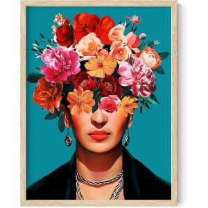 imageHAUS AND HUES Audrey Hepburn Wall Art Vogue Wall Decor  Audrey Hepburn Poster Hollywood Wall Art  Famous Woman Art Prints Individual Black Frame 16x20Frida