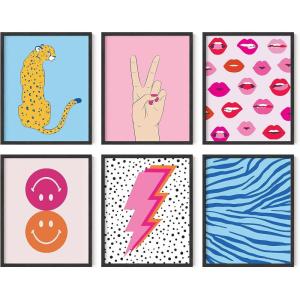 imageHAUS AND HUES Colorful Travel Wall Art  Set of 6 Framed Prints Trendy Preppy Room Decor Aesthetic Travel Posters Around the World Wall Decor Beige Frame 16x20Preppy Gallery