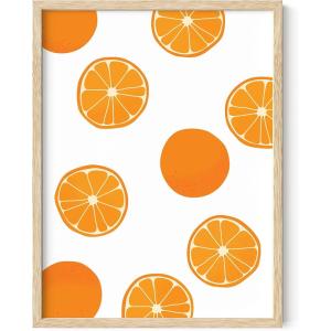 imageHAUS AND HUES Fruit Art Fruit Picture Wall Art  Kitchen Wall Decor Peach Art Peach Bathroom Decor Prints Wall Art for Kitchen Beige Frame 12x16Orange
