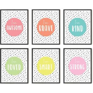 imageHAUS AND HUES Kids Aspirational Art Print Set of 611quotx14quot  Framed Black