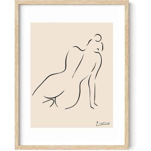 imageHAUS AND HUES Picasso Abstract Woman Wall Art  Minimalist Line Art Aesthetic Line Art Picasso Woman Face Poster for Living Room Dorm Room and Office Interiors Beige Frame 24x36Picasso Silhouette