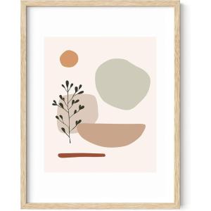 imageHAUS AND HUES Sunflower Wall Art Poster Yellow Cosmos 12x16 Unframed Wall Art for Bathroom Bedroom Kitchen Living Room Office Decor Glossy FinishBeige Shapes and Branches