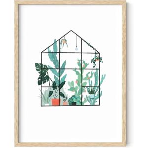 imageHAUS AND HUES Tropical Leaf Painting  Green Leaf Print Modern Botanical Wall Art ampamp Plant Decor  Beige Framed 12x16Greenhouse