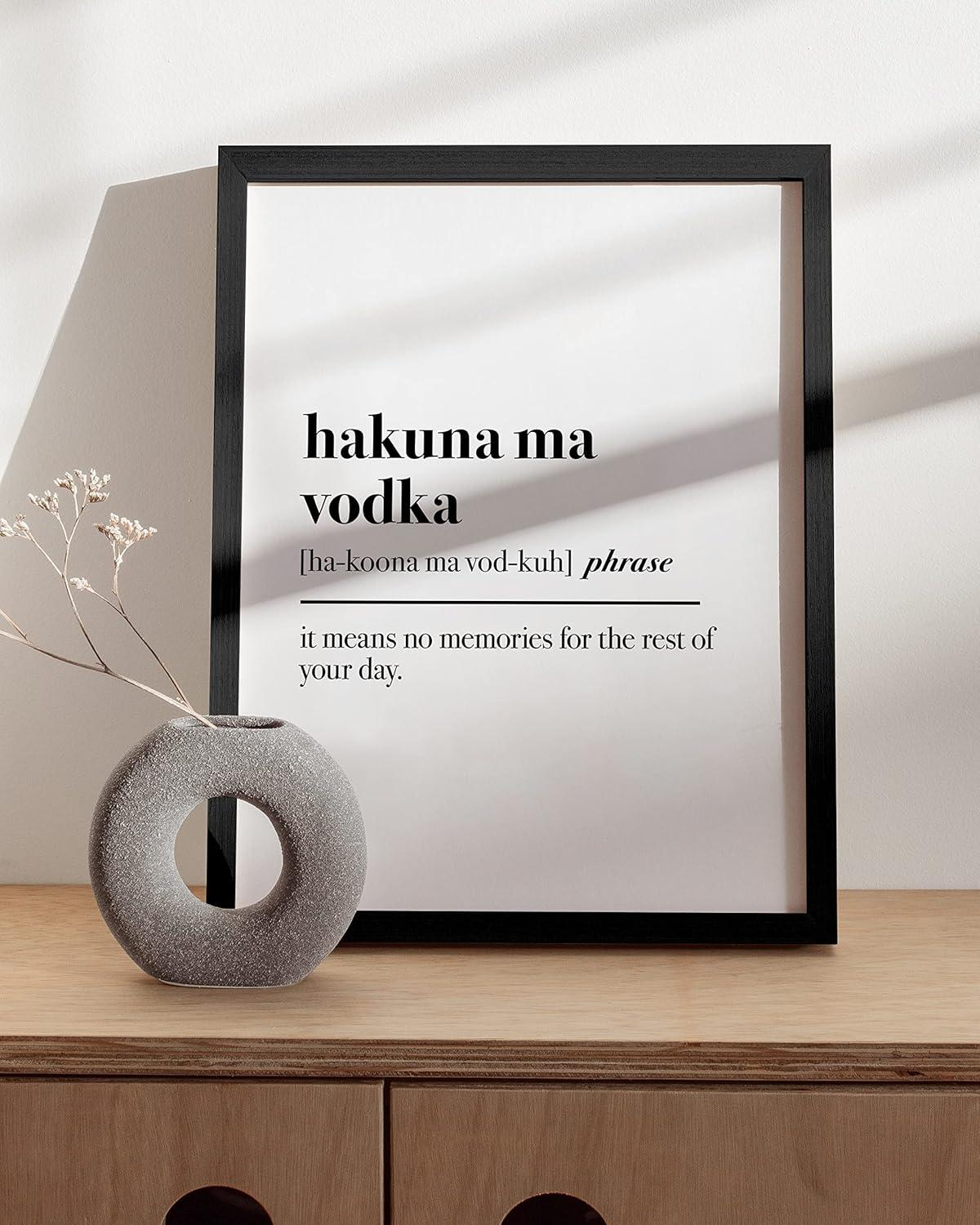 imageHAUS AND HUES Home Office Wall Decor  Funny Wall Art for Office Cubicle Wall Decor Funny Office Decorations for Work Funny Cubicle Decor Wall Sayings for Office Meeting Framed Black 24x36Hakuna Ma Vodka