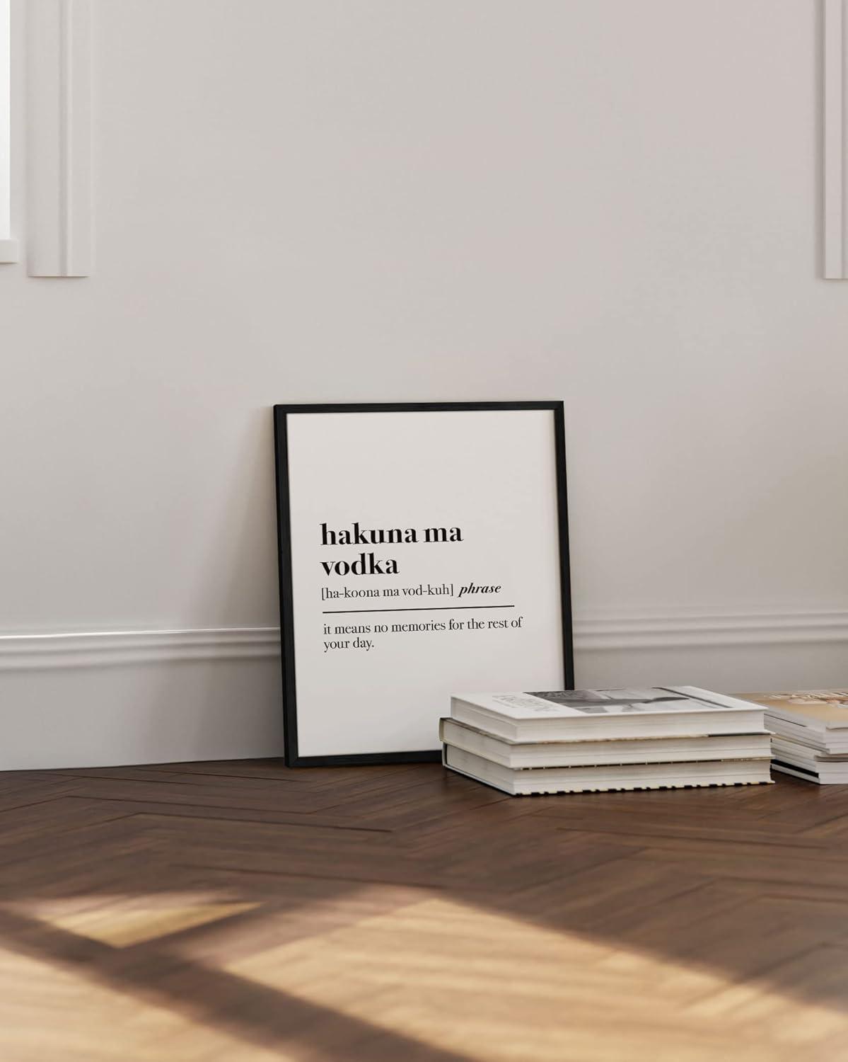 imageHAUS AND HUES Home Office Wall Decor  Funny Wall Art for Office Cubicle Wall Decor Funny Office Decorations for Work Funny Cubicle Decor Wall Sayings for Office Meeting Framed Black 24x36Hakuna Ma Vodka