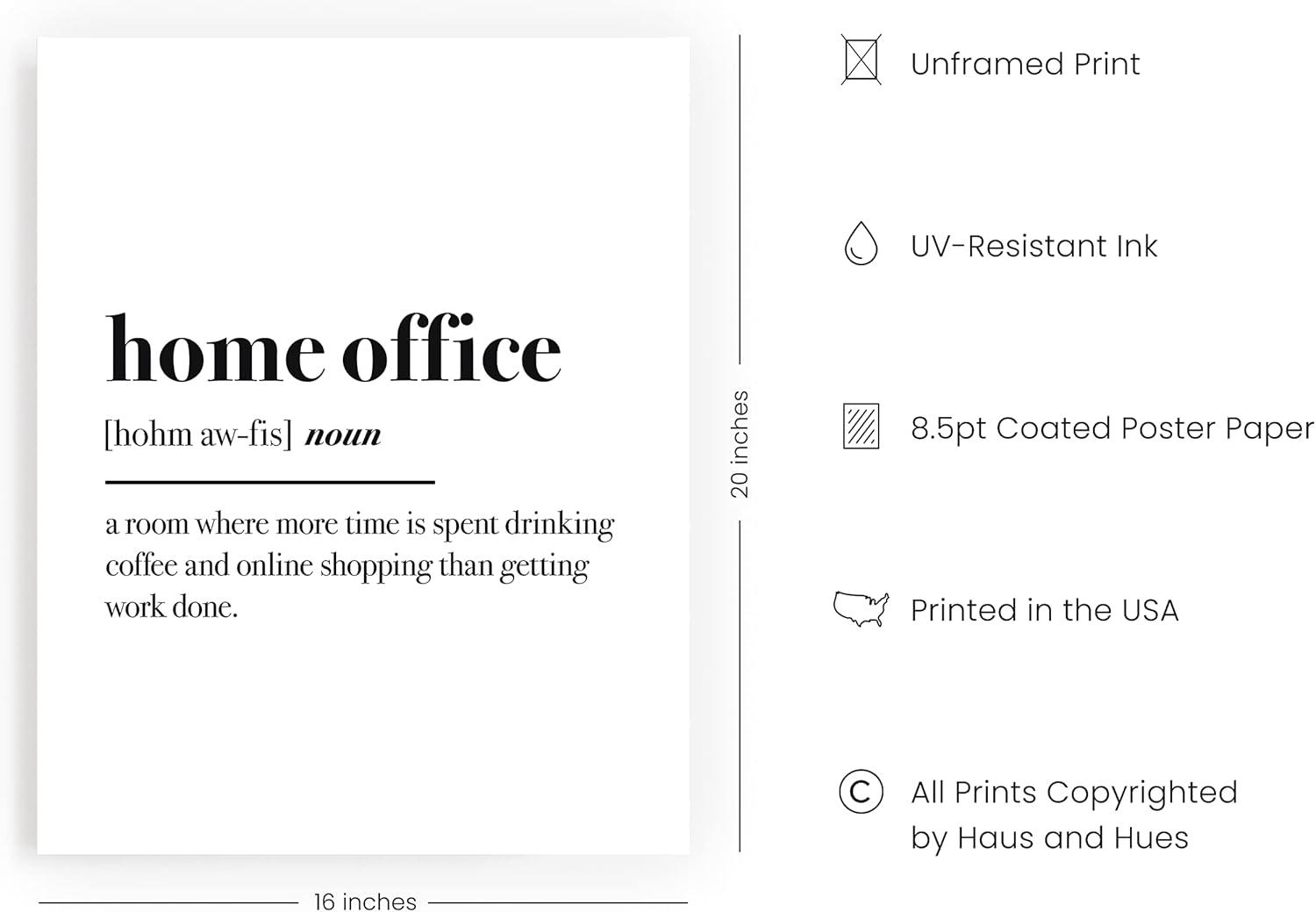 imageHAUS AND HUES Home Office Wall Decor  Funny Wall Art for Office Cubicle Wall Decor Funny Office Decorations for Work Funny Cubicle Decor Wall Sayings for Office Meeting Framed Black 24x36Home Office