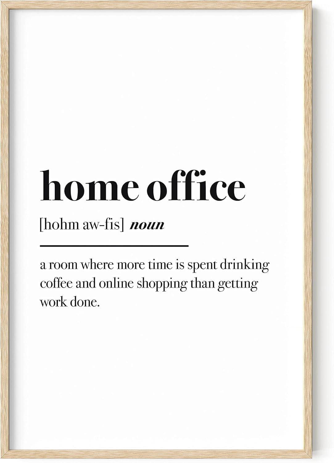 imageHAUS AND HUES Home Office Wall Decor  Funny Wall Art for Office Cubicle Wall Decor Funny Office Decorations for Work Funny Cubicle Decor Wall Sayings for Office Meeting Framed Black 24x36Home Office