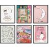 imageHAUS AND HUES Abstract Wall Art with Frame  Set of 6 Famous Artist Paintings Abstract Colorful Wall Art Geometric Wall Decor Hilma af Klint Gallery Wall Set Painting Set Beige Frame 8x10Pink Classics