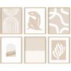 imageHAUS AND HUES Abstract Wall Art with Frame  Set of 6 Famous Artist Paintings Abstract Colorful Wall Art Geometric Wall Decor Hilma af Klint Gallery Wall Set Painting Set Beige Frame 8x10Beige Boho Matisse