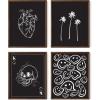 imageHAUS AND HUES Cool Framed Posters  Set of 4 Cool Wall Art Aesthetic Room Decor Tiktok College Dorm Print Beige Framed 8x10Black Edgy