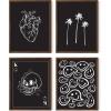 imageHAUS AND HUES Cool Framed Posters  Set of 4 Cool Wall Art Aesthetic Room Decor Tiktok College Dorm Print Beige Framed 8x10Black Edgy