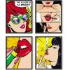 imageRipGrip Pop Art Prints Set of 4  Banksy Wall Art Painting Weed Decor for College Dorm Makeup Room Decor Beige Frame 8x10Black Framed