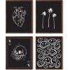imageHAUS AND HUES Cool Framed Posters  Set of 4 Cool Wall Art Aesthetic Room Decor Tiktok College Dorm Print Beige Framed 8x10Black Edgy