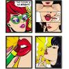 imageRipGrip Pop Art Prints Set of 4  Banksy Wall Art Painting Weed Decor for College Dorm Makeup Room Decor Beige Frame 8x10Black Framed