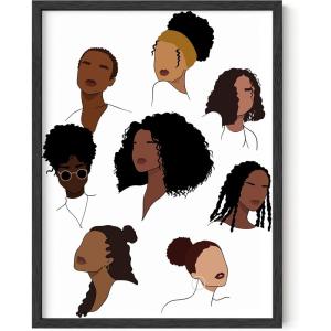 imageHAUS AND HUES Black Women Wall Art  Wall Decor for Womens Bedroom Women Empowerment Decor Black Girl Wall Art Female Art Print Colored Women Poster Black Frame 12x16Hairstyle