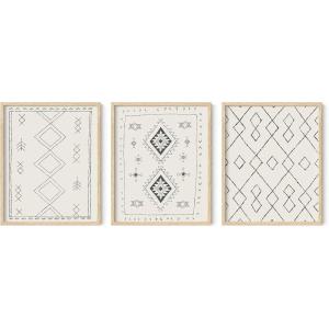 imageHAUS AND HUES Boho Framed Wall Art  Set of 3 Mid Century Modern Art Terracotta Wall Decor Framed Geometric Wall Art Orange Polygon Poster Earth Tone Pictures 11x14 Framed BlackMoroccan Rug