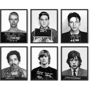 imageHAUS AND HUES Celebrity Mugshot Posters Black Framed 11x14  Kurt Cobain Mick Jagger Elvis Jimi Hendrix David Bowie Frank Sinatra  Retro Wall Art for Living Room ampamp Dining Room