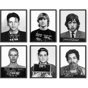 imageHAUS AND HUES Celebrity Mugshots Poster Rock Posters Vintage Kurt Cobain Poster Mick Jagger Mugshot Elvis Poster Jimi Hendrix Poster David Bowie Poster Frank Sinatra Mugshot Poster UNFRAMED 8quotx10quot
