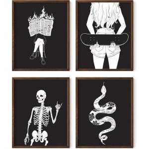 imageHAUS AND HUES Grunge Posters  Cool Pictures for Room Aesthetic Trippy Art for Teen Girls Room Dorm Posters for College Girls Aesthetic Decoration Unframed 16x20BW Edgy for Girls