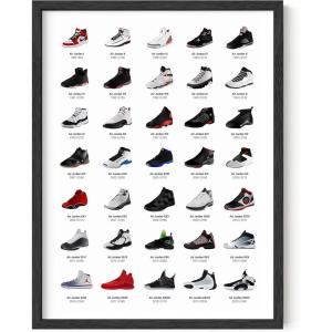 imageHAUS AND HUES Jordan Sneaker Posters for Guys  Michael Jordan Shoe Cool Wall Art for Bedroom Dope Hypebeast Sneakerhead Room Decor 12x16 UNFRAMEDBlack Framed