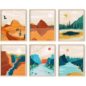 imageHAUS AND HUES National Parks Posters  Set of 6 Landscape Pictures Wall Art Nature Prints Mountain Painting Wall Art Abstract Nature Wall Art Scandinavian Wall Art 8x10 UnframedAlternative Set of 6