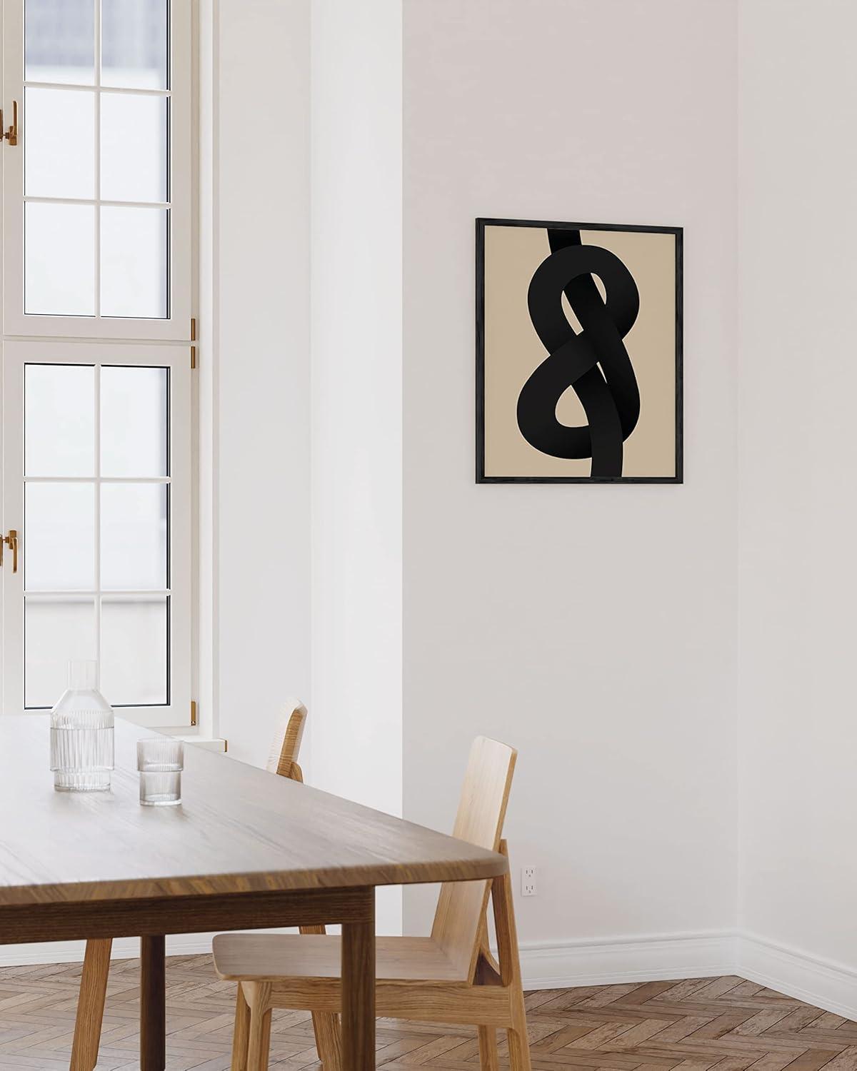 imageHAUS AND HUES Black and White Wall Art Abstract Wall Decor Contemporary BlackampampWhite Wall Art Neutral Color Poster Black and White Art Prints Black Frame 12x16Black Knot