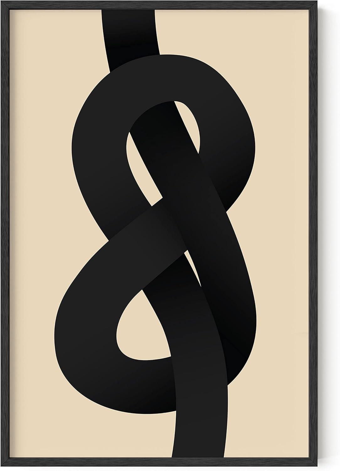 imageHAUS AND HUES Black and White Wall Art Abstract Wall Decor Contemporary BlackampampWhite Wall Art Neutral Color Poster Black and White Art Prints Black Frame 12x16Black Knot