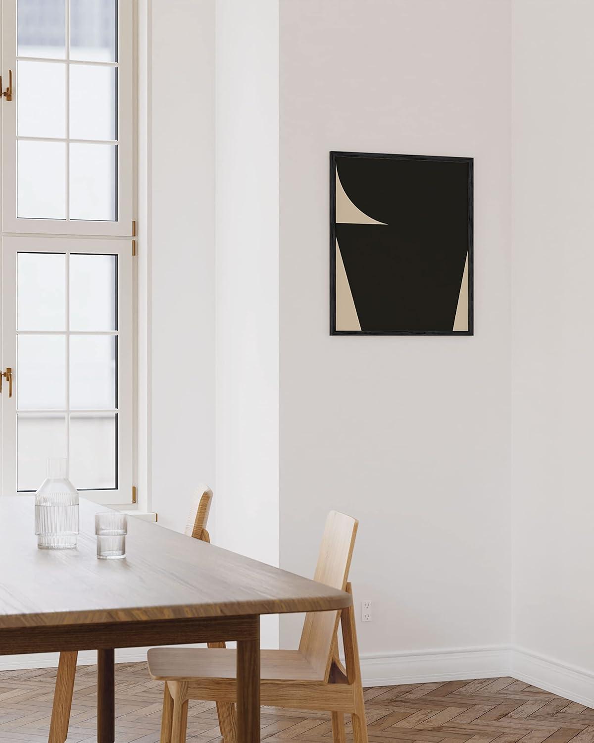 imageHAUS AND HUES Black and White Wall Art Abstract Wall Decor Contemporary BlackampampWhite Wall Art Neutral Color Poster Black and White Art Prints Black Frame 12x16Black  Beige Shapes