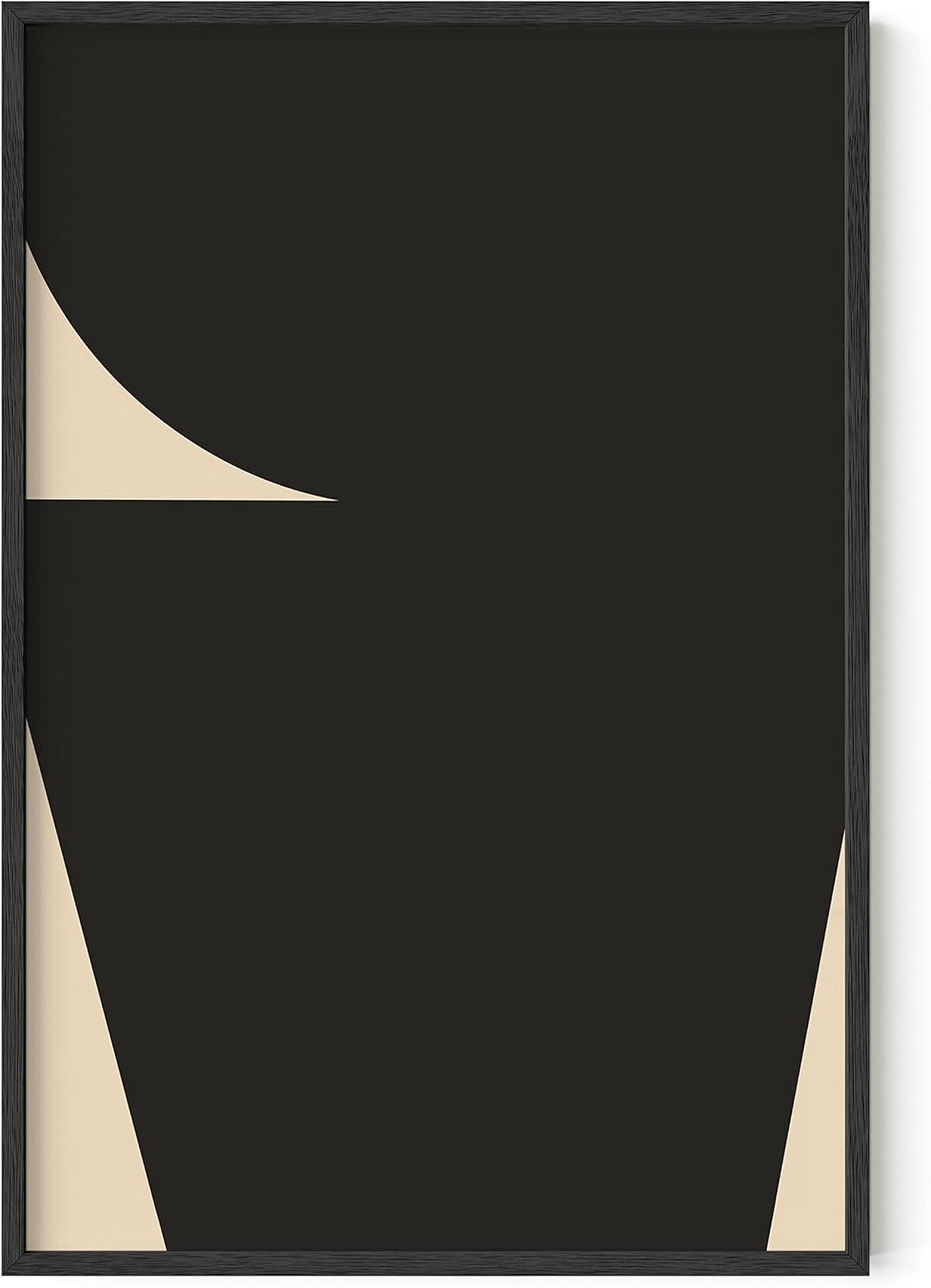 imageHAUS AND HUES Black and White Wall Art Abstract Wall Decor Contemporary BlackampampWhite Wall Art Neutral Color Poster Black and White Art Prints Black Frame 12x16Black  Beige Shapes