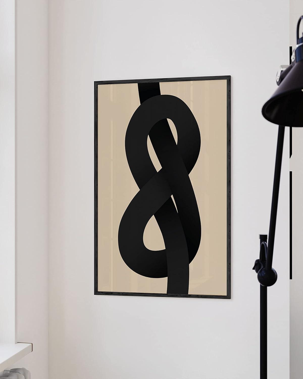 imageHAUS AND HUES Black and White Wall Art Abstract Wall Decor Contemporary BlackampampWhite Wall Art Neutral Color Poster Black and White Art Prints Black Frame 12x16Black Knot