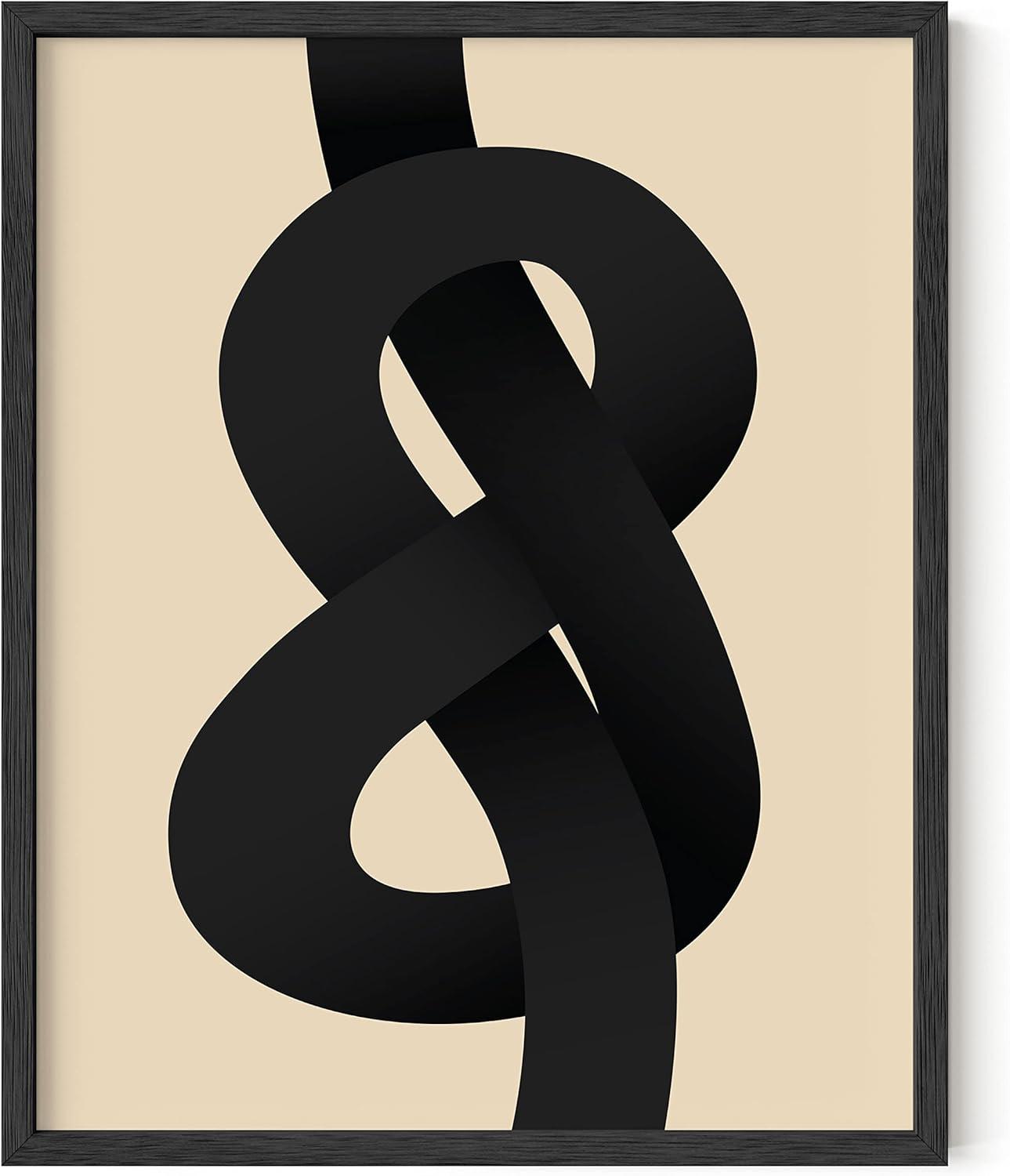 imageHAUS AND HUES Black and White Wall Art Abstract Wall Decor Contemporary BlackampampWhite Wall Art Neutral Color Poster Black and White Art Prints Black Frame 12x16Black Knot