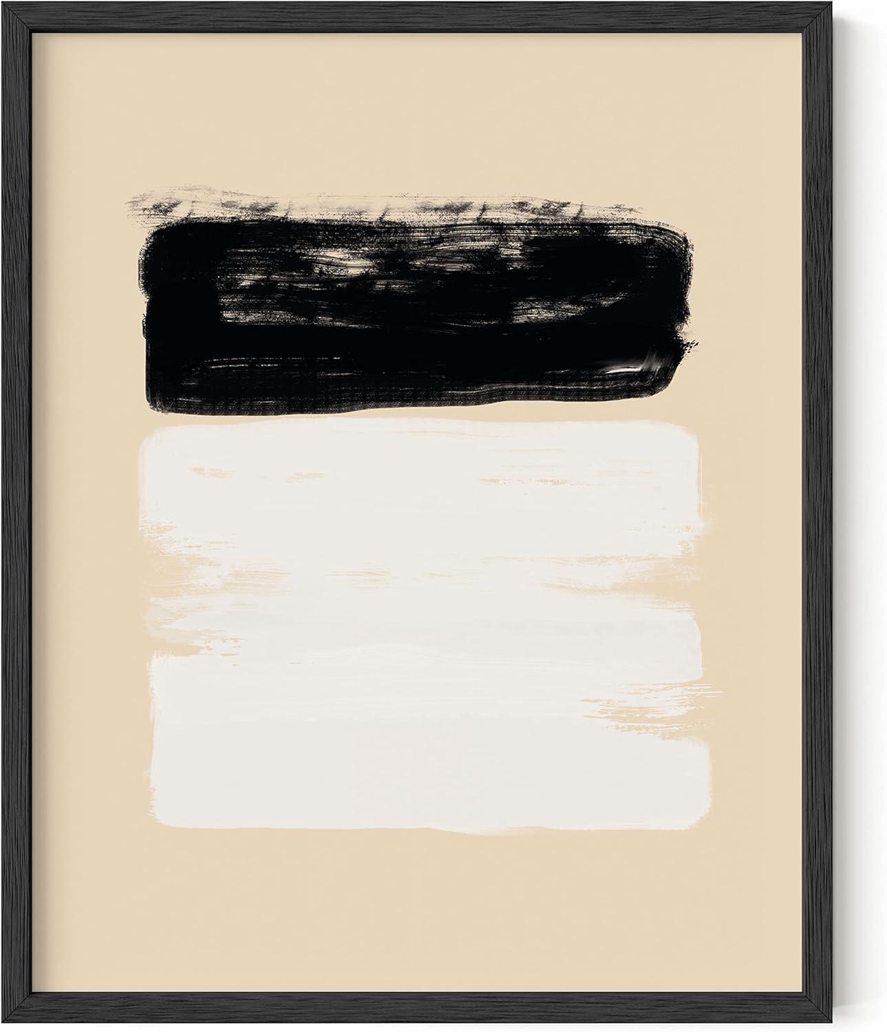 imageHAUS AND HUES Black and White Wall Art Abstract Wall Decor Contemporary BlackampampWhite Wall Art Neutral Color Poster Black and White Art Prints Black Frame 12x16Brushstrokes