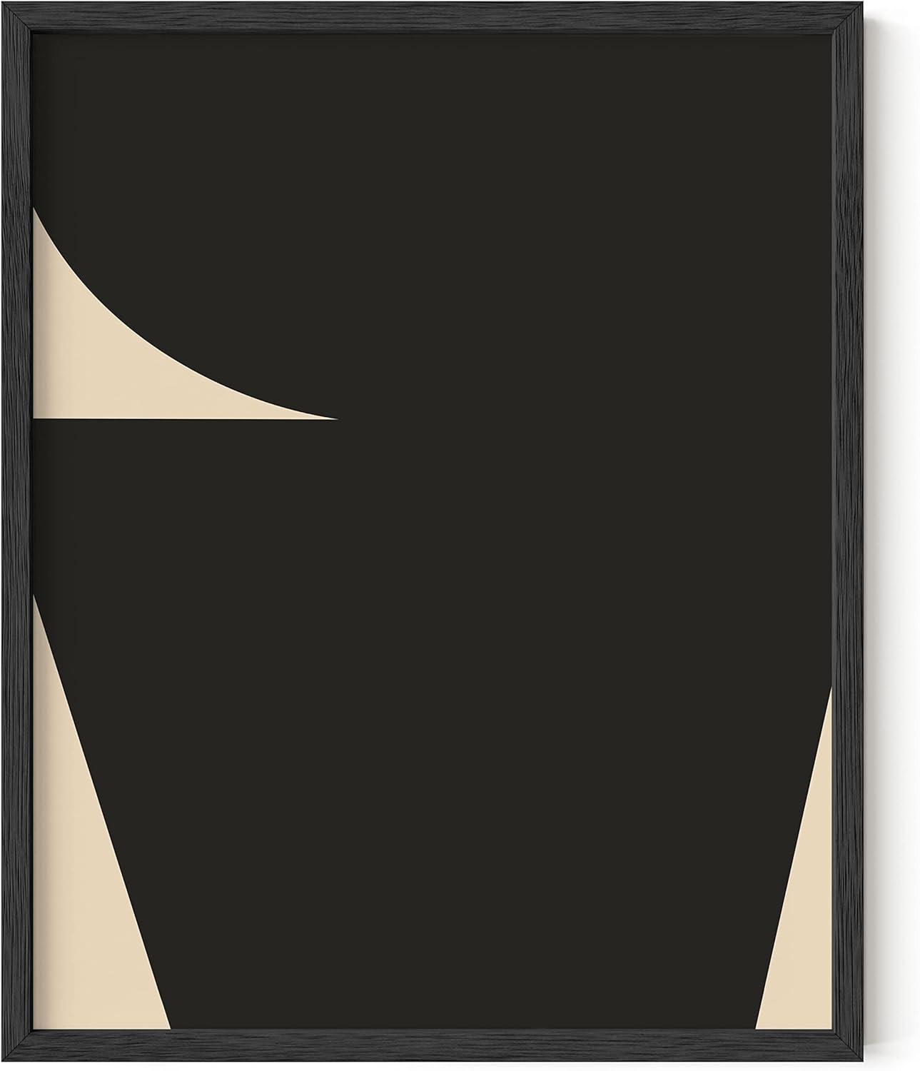 imageHAUS AND HUES Black and White Wall Art Abstract Wall Decor Contemporary BlackampampWhite Wall Art Neutral Color Poster Black and White Art Prints Black Frame 12x16Black  Beige Shapes
