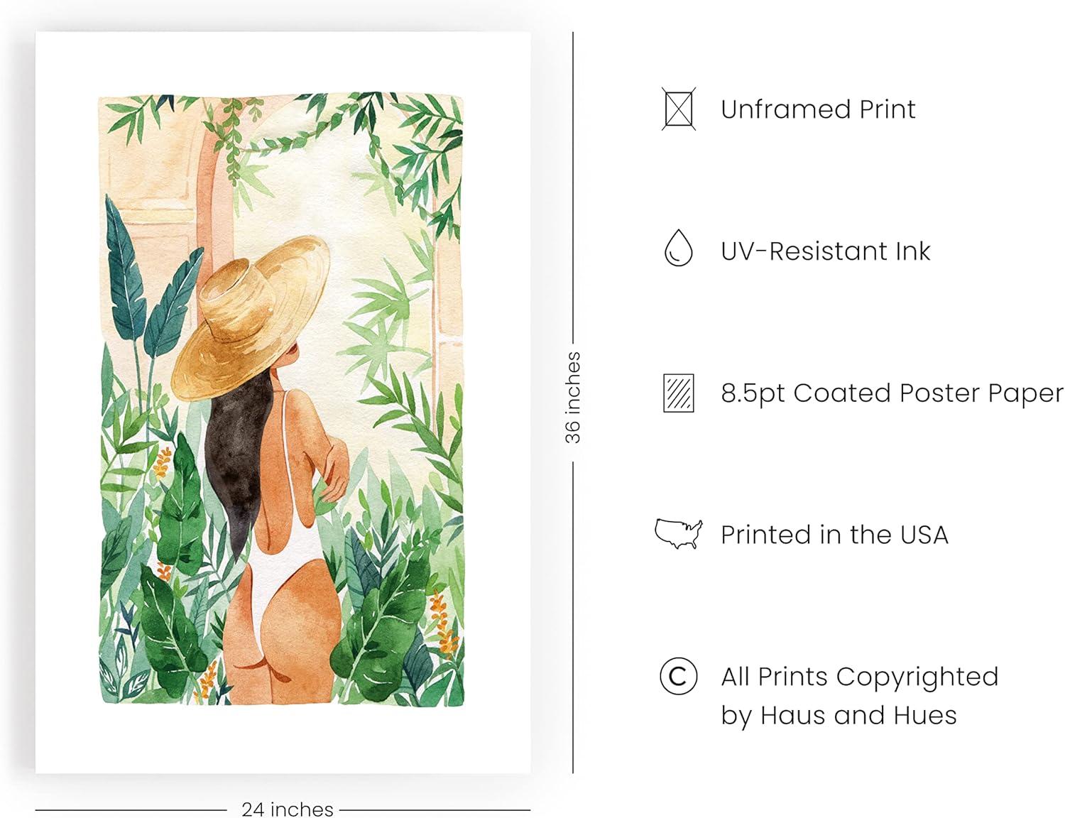 imageHAUS AND HUES Fashion Wall Art Set  3Piece Glam Purple Decor Designer Aesthetic Prints for Bedroom Black Frame 12x16Tropical Bohemian Watercolor