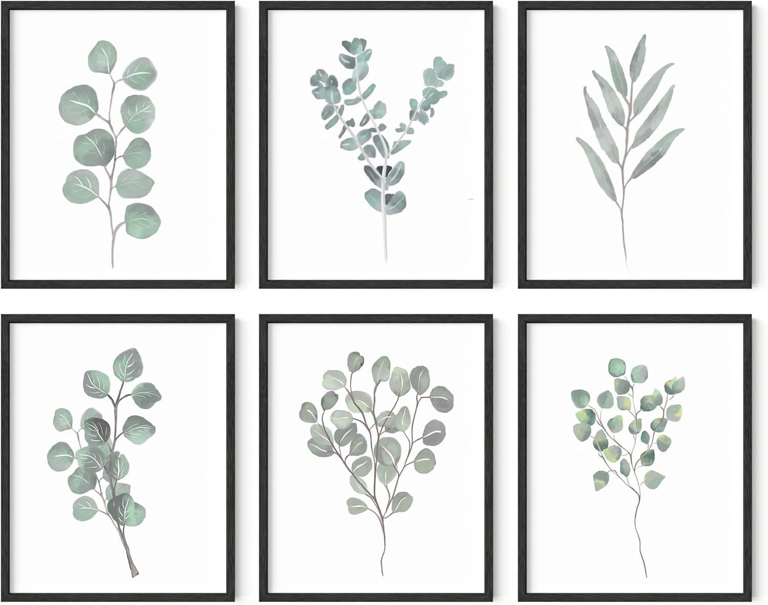 imageHAUS AND HUES Leaf Prints  Set of 6 Botanical Art Eucalyptus Leaves Wall Decor Minimalist Plant ampamp Leaf Prints Beige Frame 8x10Watercolor Plants