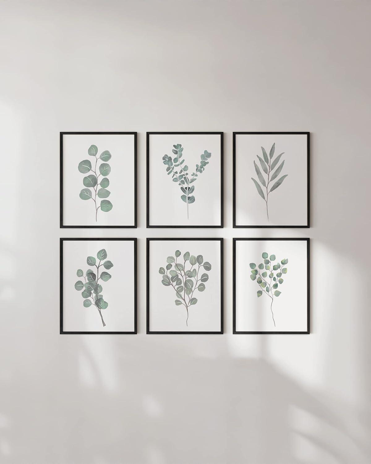 imageHAUS AND HUES Leaf Prints  Set of 6 Botanical Art Eucalyptus Leaves Wall Decor Minimalist Plant ampamp Leaf Prints Beige Frame 8x10Watercolor Plants