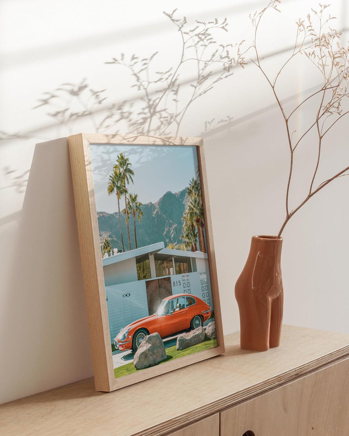 imageHAUS AND HUES Palm Springs Art Wall Decor  Made in the USA  Unframed 12x16 California HouseVintage Car