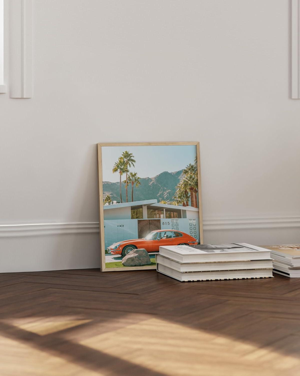 imageHAUS AND HUES Palm Springs Art Wall Decor  Made in the USA  Unframed 12x16 California HouseVintage Car