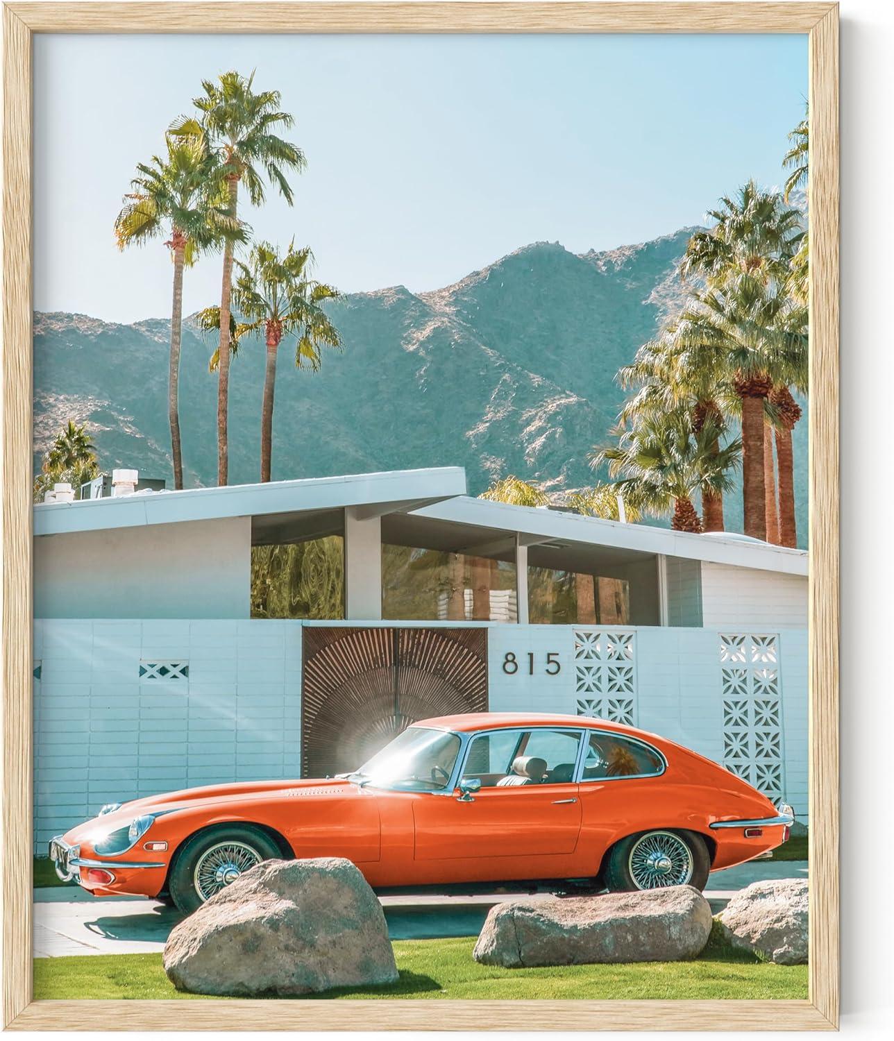 imageHAUS AND HUES Palm Springs Art Wall Decor  Made in the USA  Unframed 12x16 California HouseVintage Car
