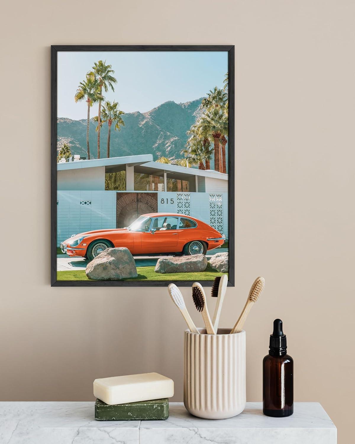 imageHAUS AND HUES Palm Springs Art Wall Decor  Made in the USA  Unframed 12x16 California HouseVintage Car