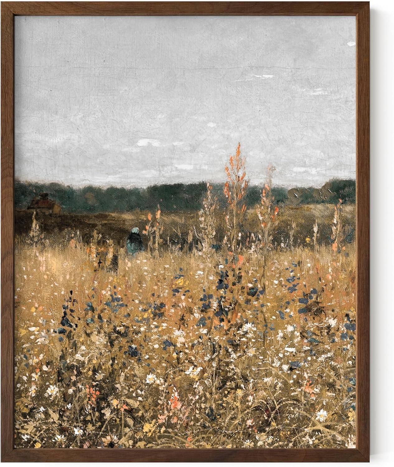 imageHAUS AND HUES Tuscany Wall Art  Frame Wall Art Collection for Bedroom and Country Decor Vintage Elegance French Charm and Timeless Tuscany Landscapes Walnut Frame 8x10Field