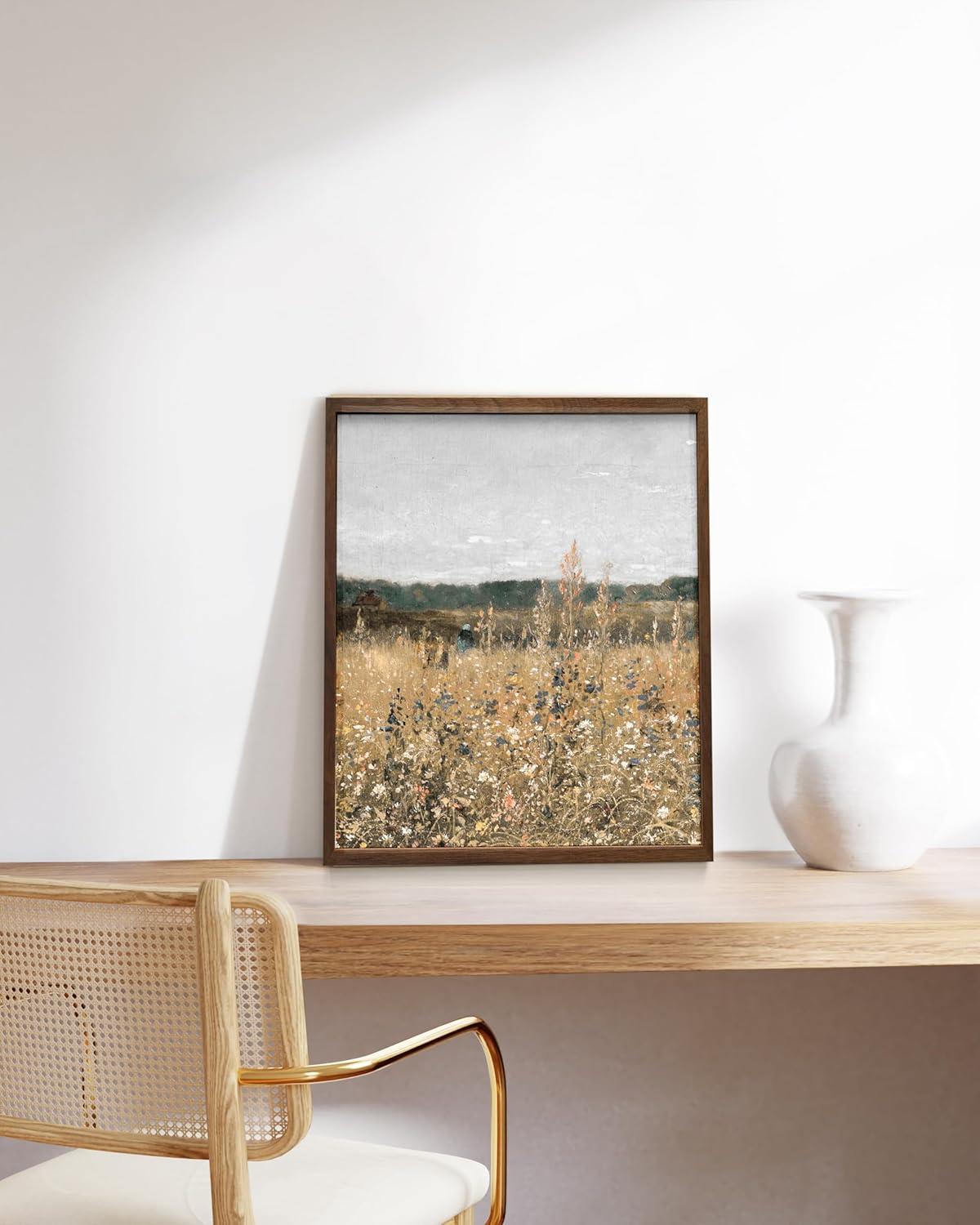 imageHAUS AND HUES Tuscany Wall Art  Frame Wall Art Collection for Bedroom and Country Decor Vintage Elegance French Charm and Timeless Tuscany Landscapes Walnut Frame 8x10Field