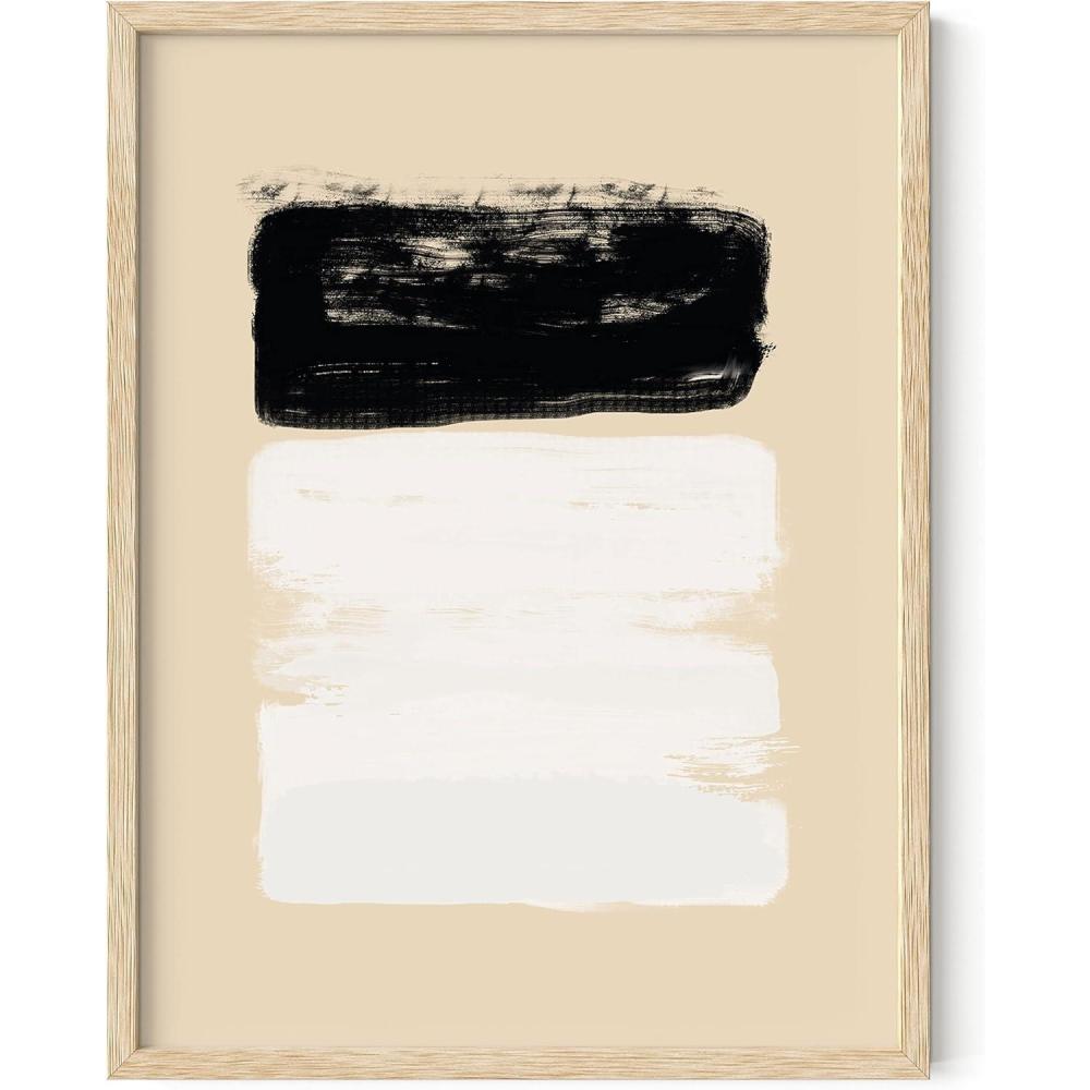 imageHAUS AND HUES Black and White Wall Art Abstract Wall Decor Contemporary BlackampampWhite Wall Art Neutral Color Poster Black and White Art Prints Black Frame 12x16Brushstrokes