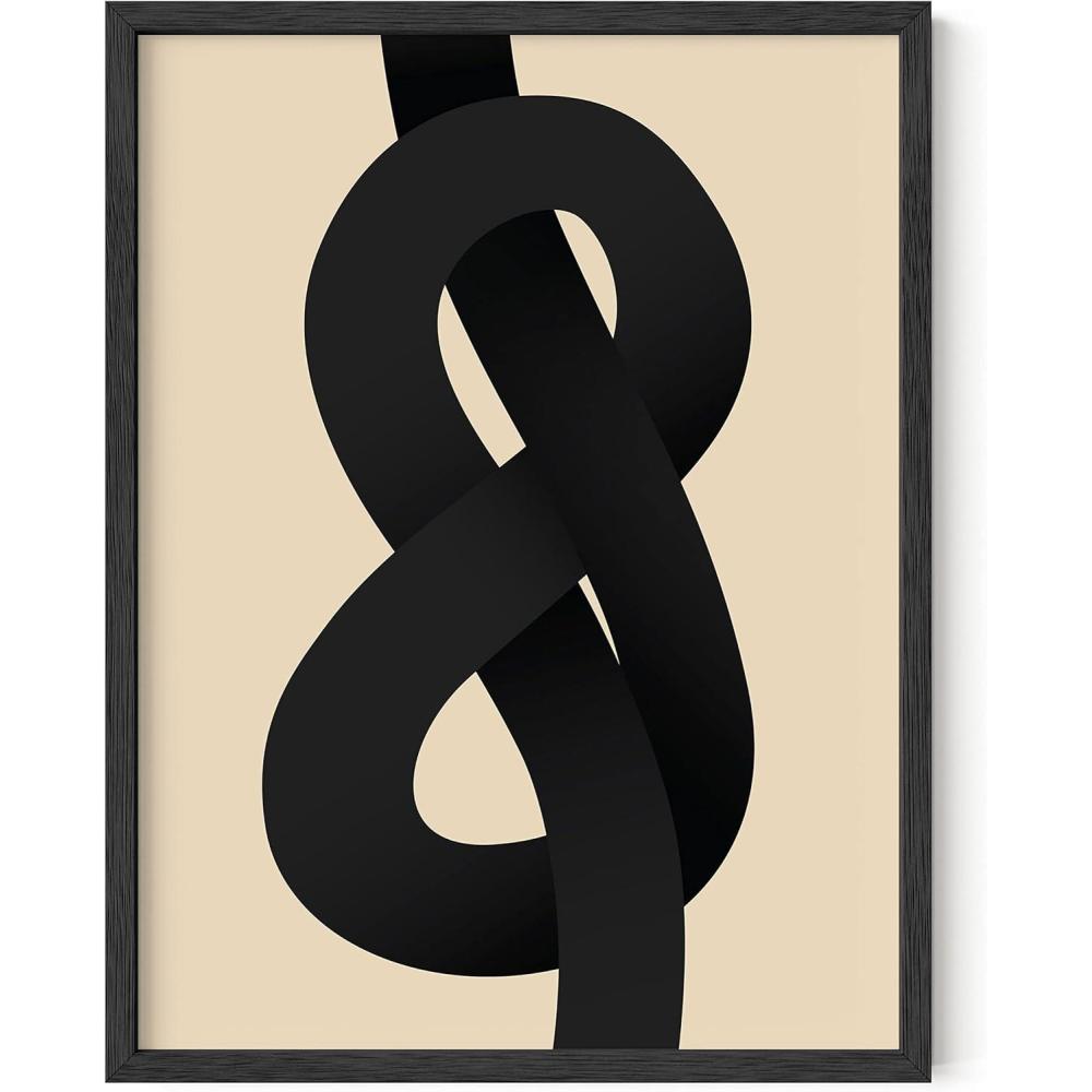 imageHAUS AND HUES Black and White Wall Art Abstract Wall Decor Contemporary BlackampampWhite Wall Art Neutral Color Poster Black and White Art Prints Black Frame 12x16Black Knot