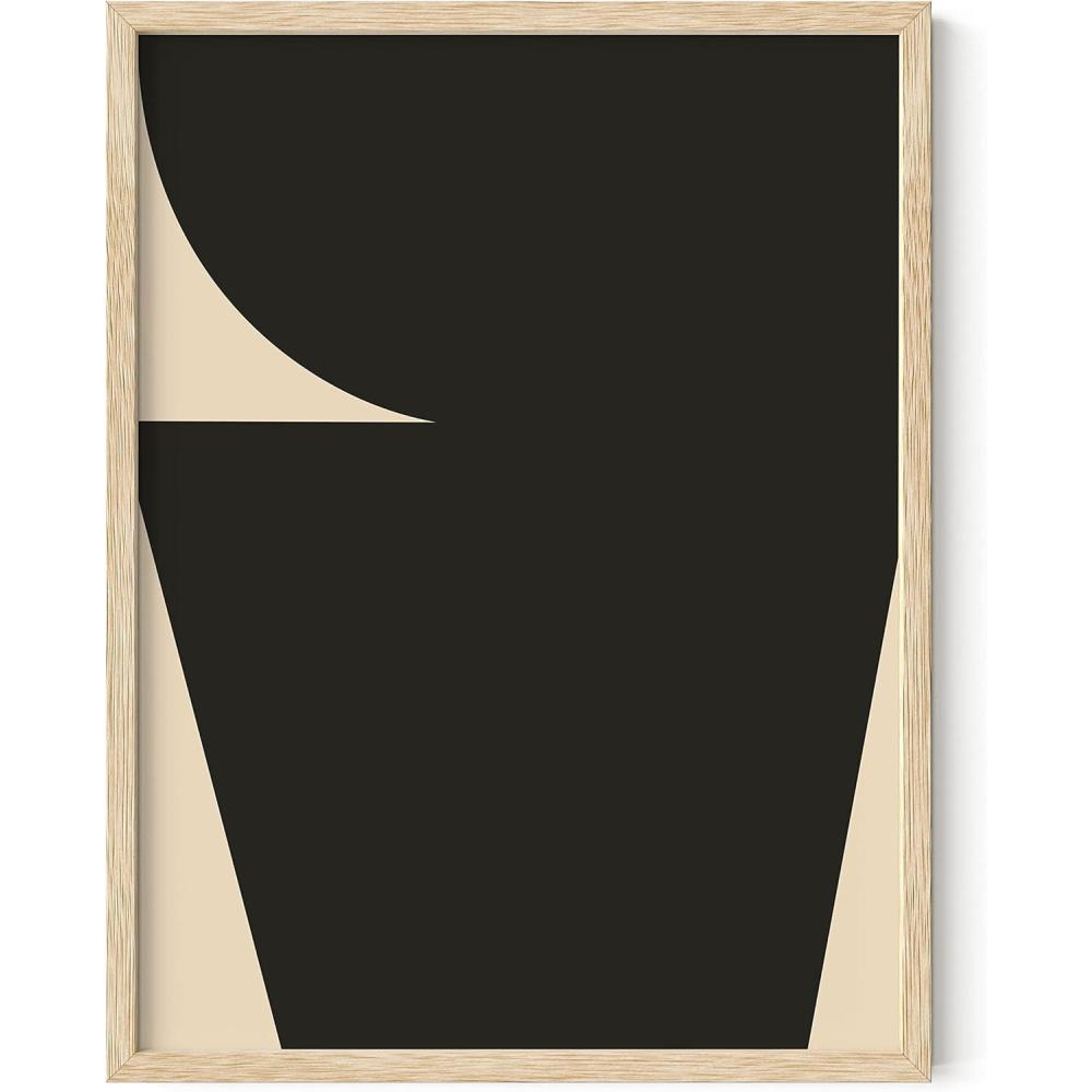 imageHAUS AND HUES Black and White Wall Art Abstract Wall Decor Contemporary BlackampampWhite Wall Art Neutral Color Poster Black and White Art Prints Black Frame 12x16Black  Beige Shapes